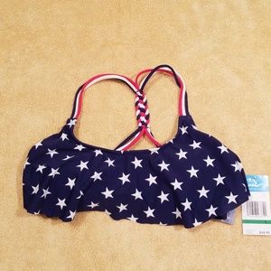 California Waves Red, White & Blue Bikini Top in L